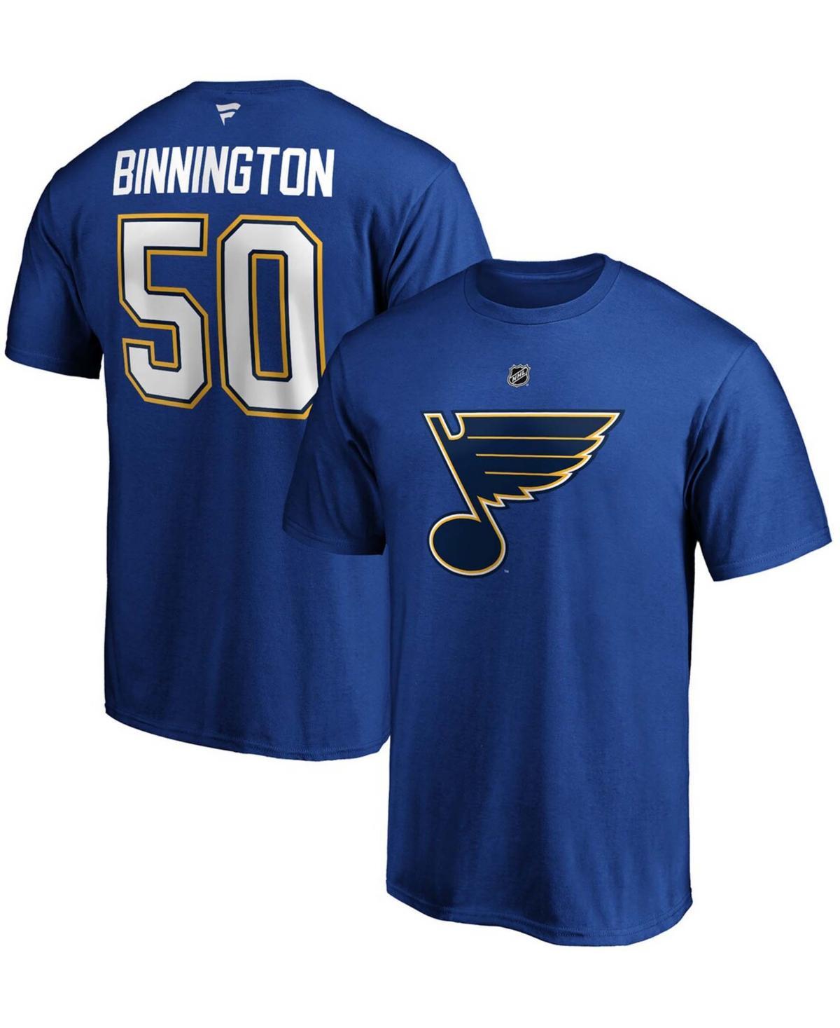 Fanatics Branded Mens Jordan Binnington Blue St. Louis Blues Team Authentic Stack Name & Number T-Shirt Product Image