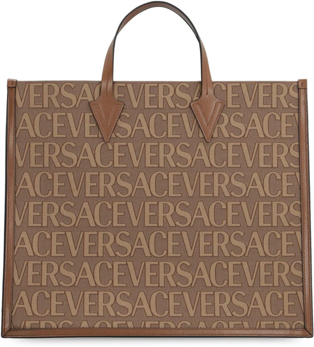 Canvas And Leather Shopping Bag In Beige Product Image