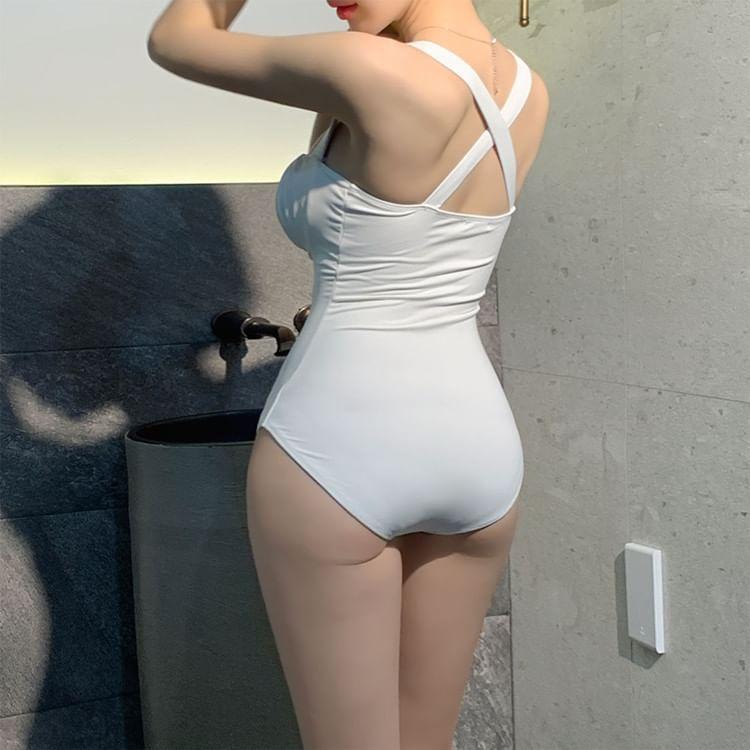 Plain Ruched Swimsuit Product Image