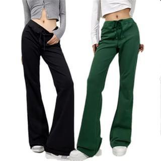 Low Rise Plain Slim-Fit Boot-Cut Sweatpants Product Image