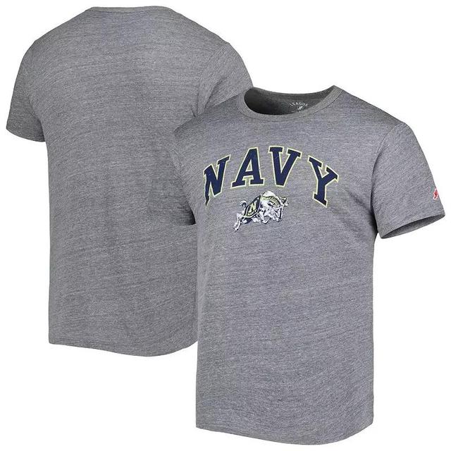 Mens League Collegiate Wear Heather Gray Navy Midshipmen 1965 Arch Victory Falls Tri-Blend T-Shirt Product Image