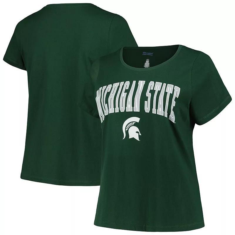 Womens Profile Michigan State Spartans Plus Size Arch Over Logo Scoop Neck T-Shirt Product Image