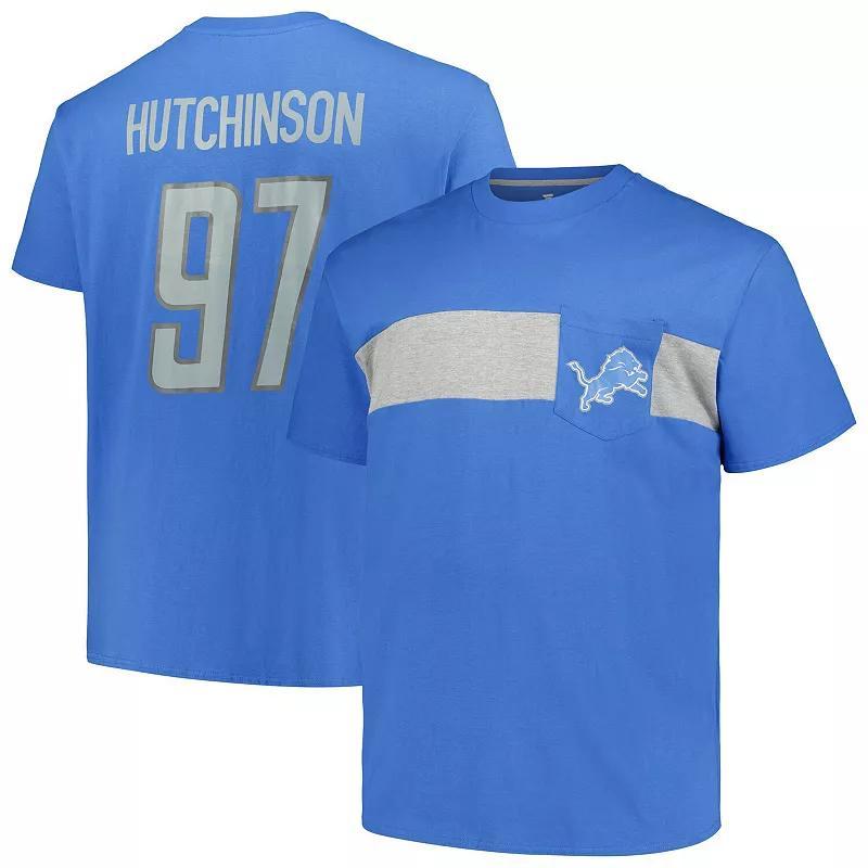 Fanatics Mens Aidan Hutchinson Blue Detroit Lions Big Tall T-Shirt Product Image