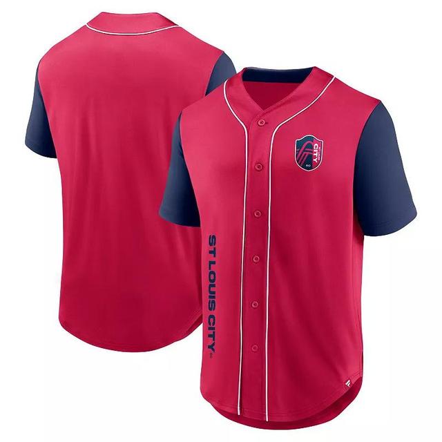 Mens Fanatics Red St. Louis City SC Balance Fashion Baseball Jersey Product Image