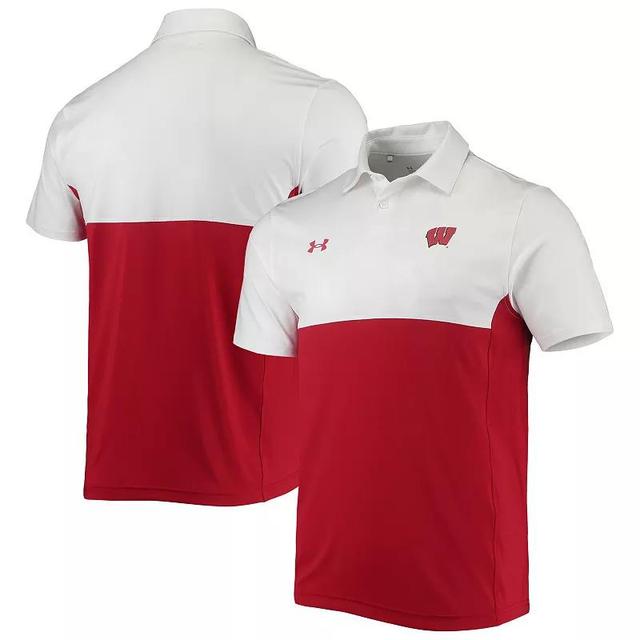 Mens Under Armour /Red Wisconsin Badgers 2022 Blocked Coaches Performance Polo Product Image