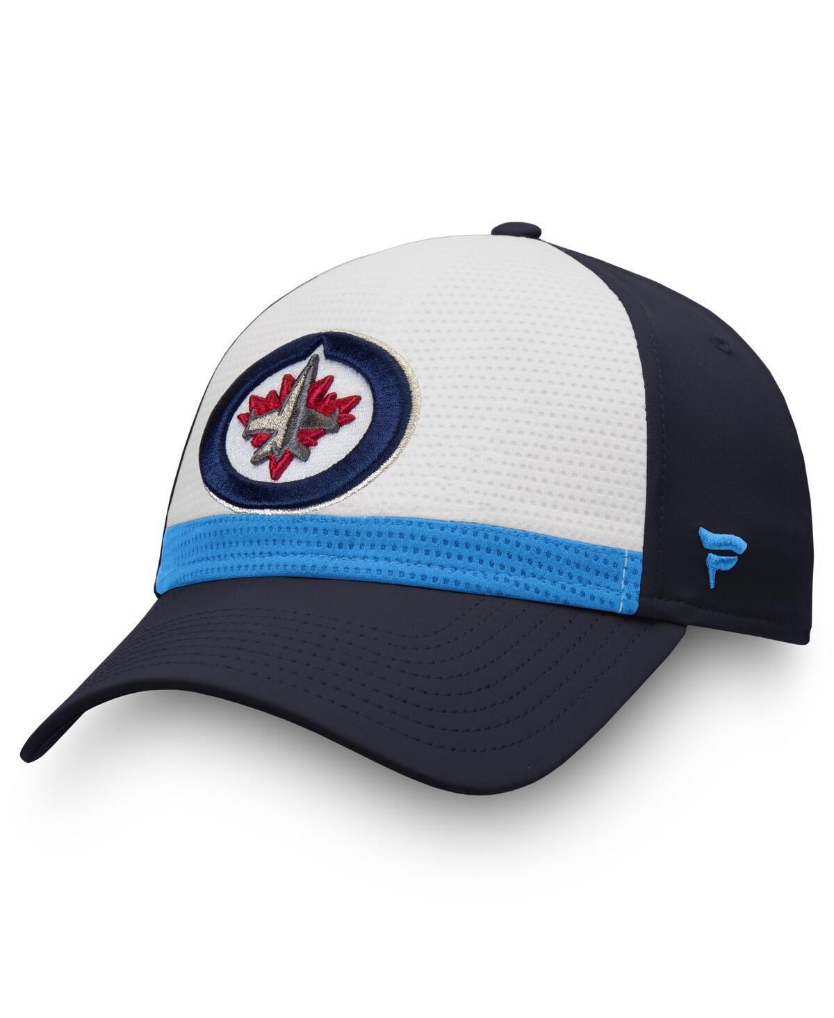 Mens Fanatics Branded White/Navy Winnipeg Jets Breakaway Current Jersey Flex Hat Product Image