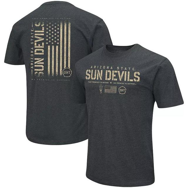 Mens Colosseum Heathered Black Arizona State Sun Devils OHT Military Appreciation Flag 2.0 T-Shirt Grey Product Image