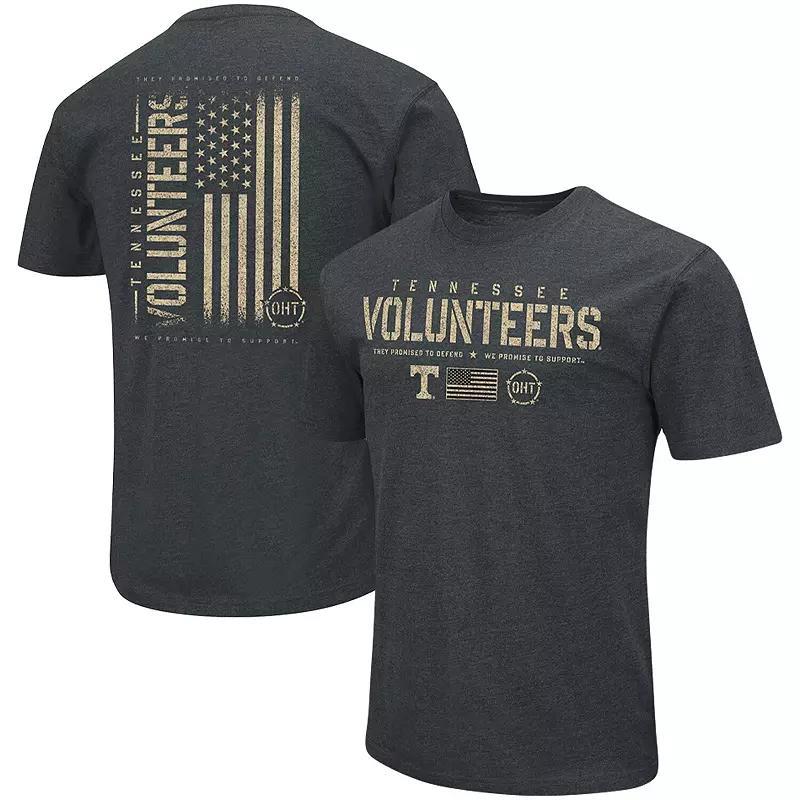 Mens Colosseum Heathered Black Tennessee Volunteers OHT Military Appreciation Flag 2.0 T-Shirt Product Image