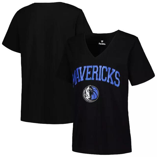 Womens Profile Dallas Mavericks Plus Size Arch Over Logo V-Neck T-Shirt Product Image