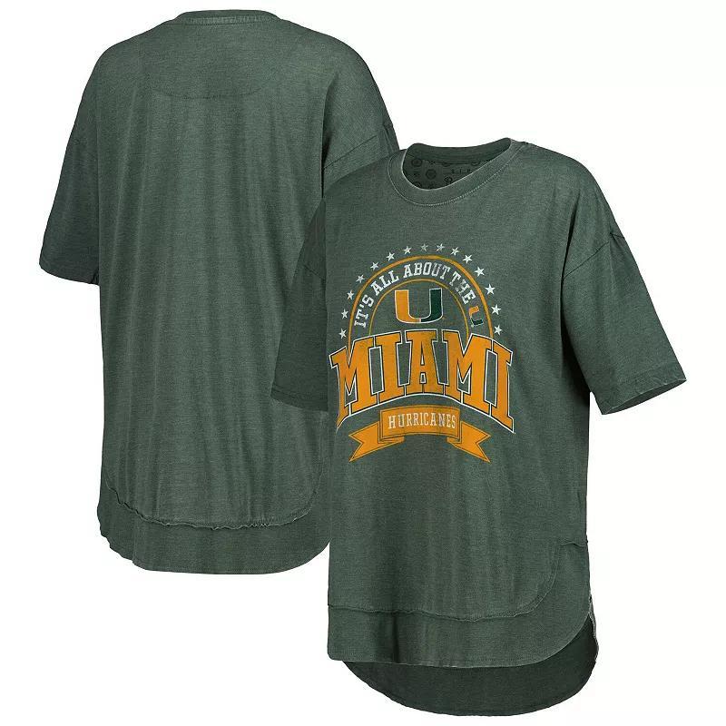 Womens Pressbox Heather Miami Hurricanes Vintage Wash Poncho Captain T-Shirt Product Image