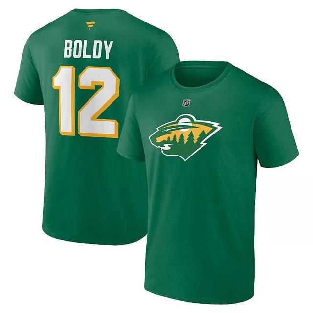 Mens Fanatics Branded Matthew Boldy Minnesota Wild Authentic Stack Name & Number T-Shirt Product Image