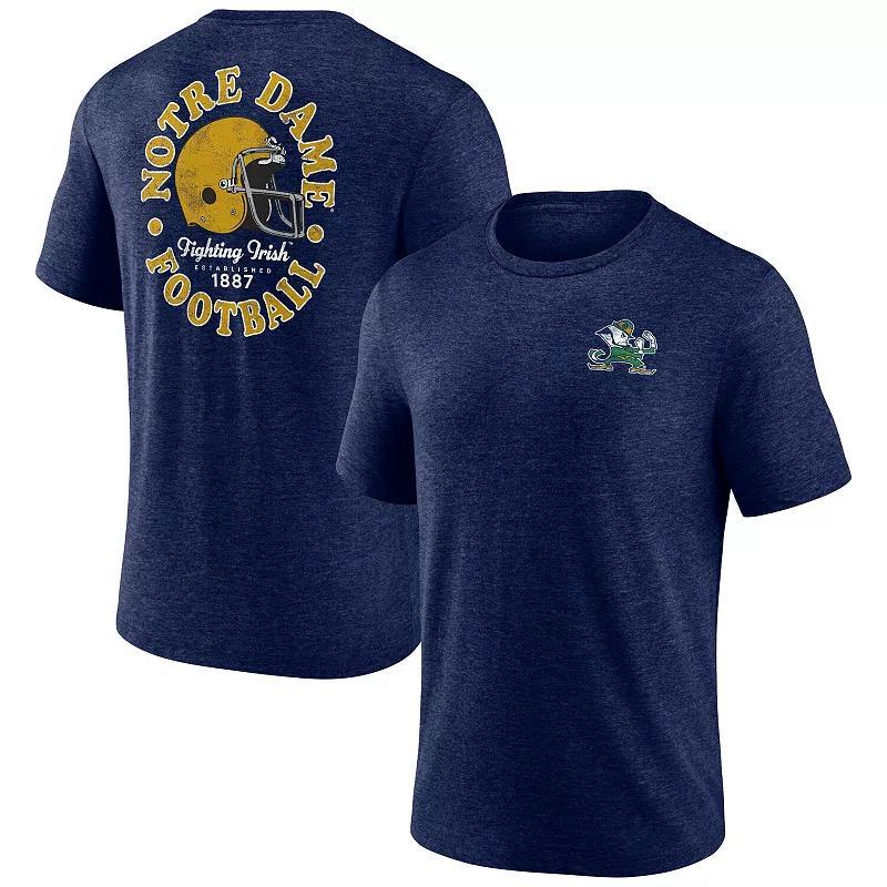 Mens Fanatics Branded Heather Notre Dame Fighting Irish Old-School Bold Tri-Blend T-Shirt Blue Product Image