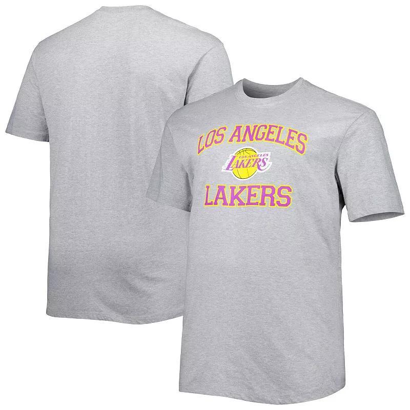 Mens Heathered Gray Los Angeles Lakers Big & Tall Heart & Soul T-Shirt Product Image