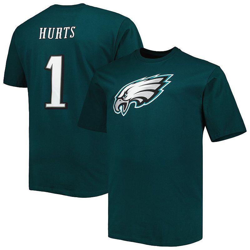 Mens Fanatics Jalen Hurts Midnight Green Philadelphia Eagles Big and Tall Player Name and Number T-shirt Product Image