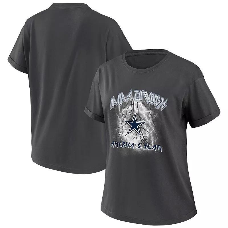 Womens WEAR by Erin Andrews Charcoal Carolina Panthers Boyfriend T-Shirt Product Image