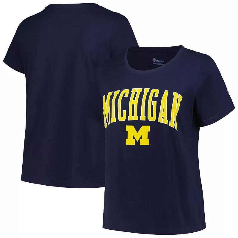 Womens Profile Michigan Wolverines Plus Size Arch Over Logo Scoop Neck T-Shirt Blue Product Image