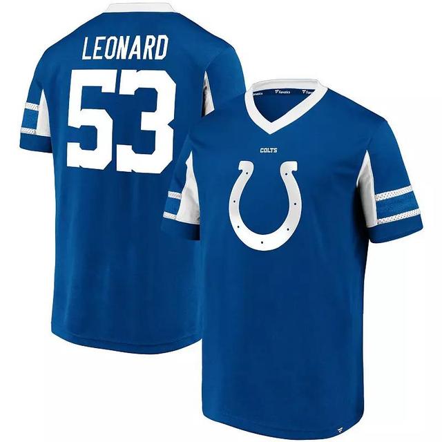 Mens Fanatics Branded Shaquille Leonard Royal Indianapolis Colts Hashmark Player Name & Number V-Neck Top Product Image