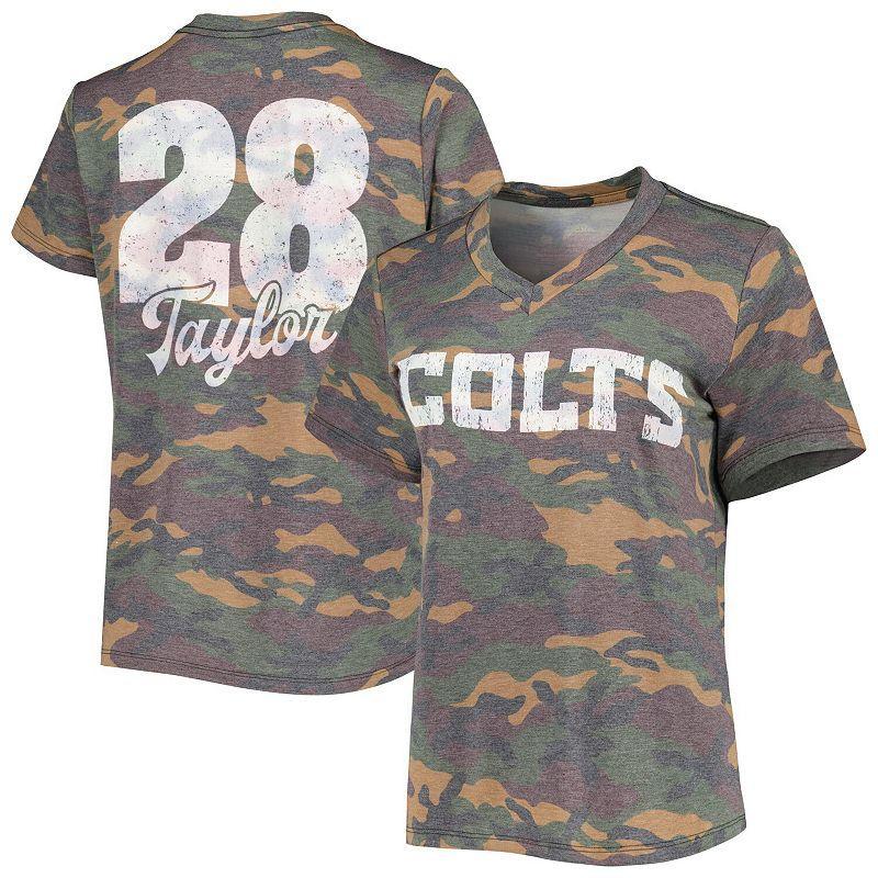 Womens Majestic Threads Jonathan Taylor Camo Indianapolis Colts Name & Number V-Neck Tri-Blend T-Shirt Product Image