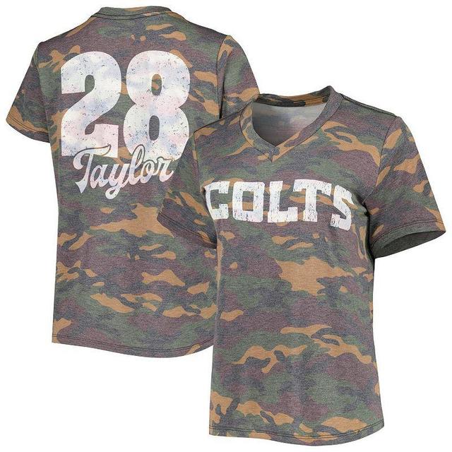 Womens Majestic Threads Jonathan Taylor Camo Indianapolis Colts Name & Number V-Neck Tri-Blend T-Shirt Product Image