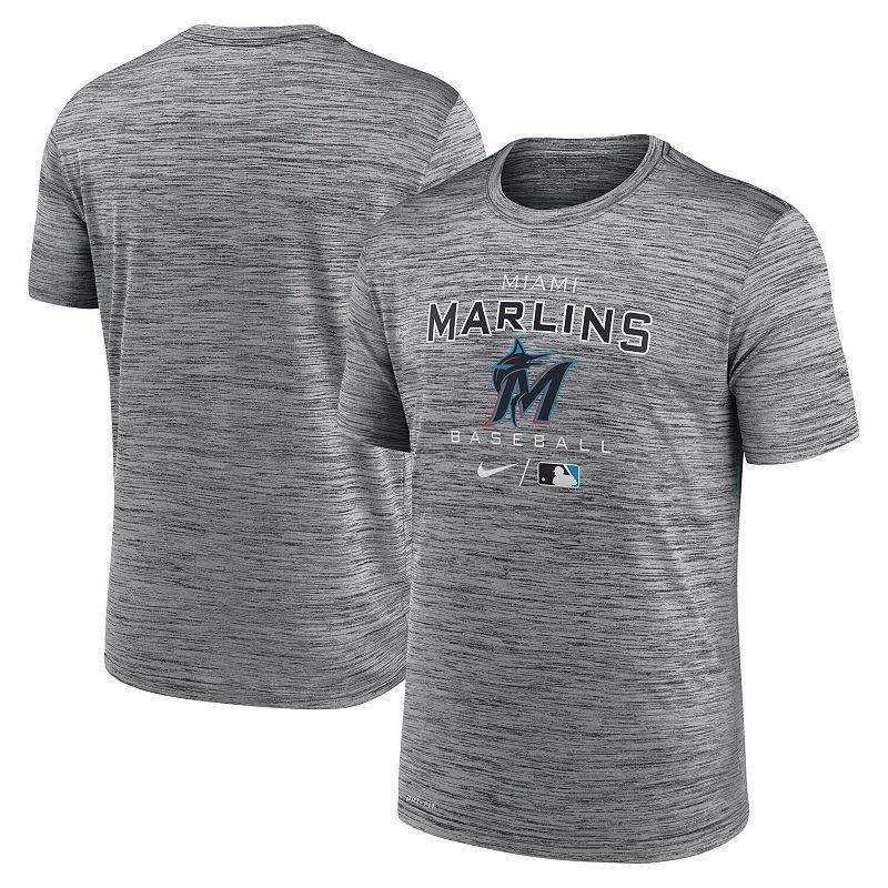 Mens Nike Anthracite Miami Marlins Authentic Collection Velocity Practice Space-Dye Performance T-shirt Product Image