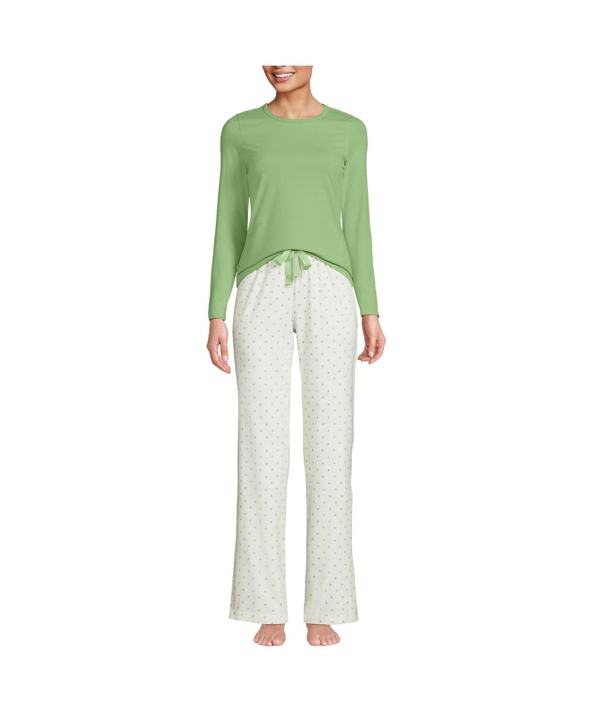 Lands End Womens Knit Pajama Set Long Sleeve T-Shirt and Pants Product Image