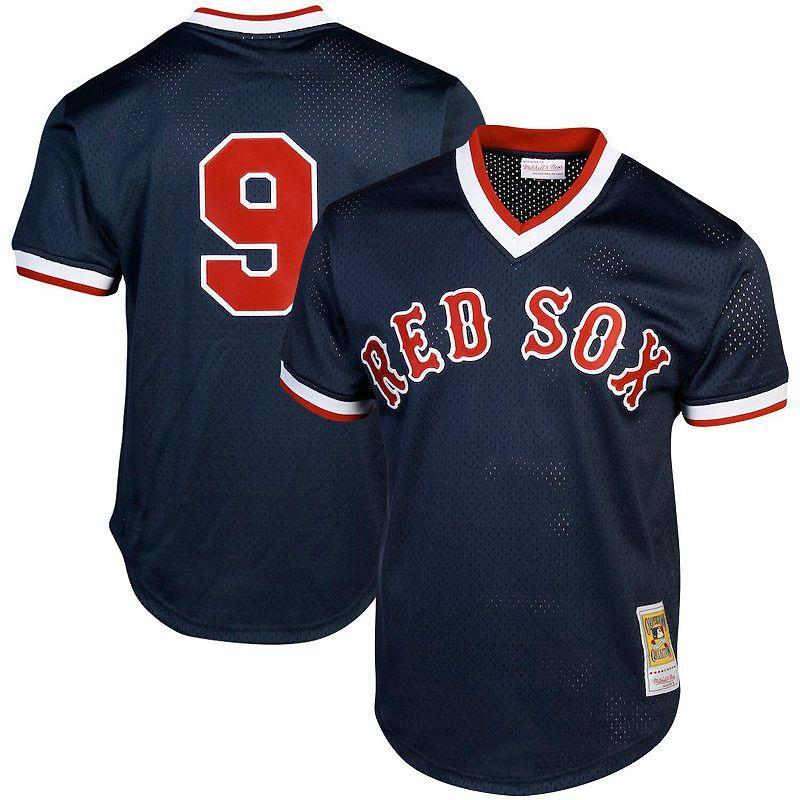 Mens Mitchell & Ness Ted Williams Boston Red Sox Cooperstown Collection Big & Tall Mesh Batting Practice Jersey Blue Product Image