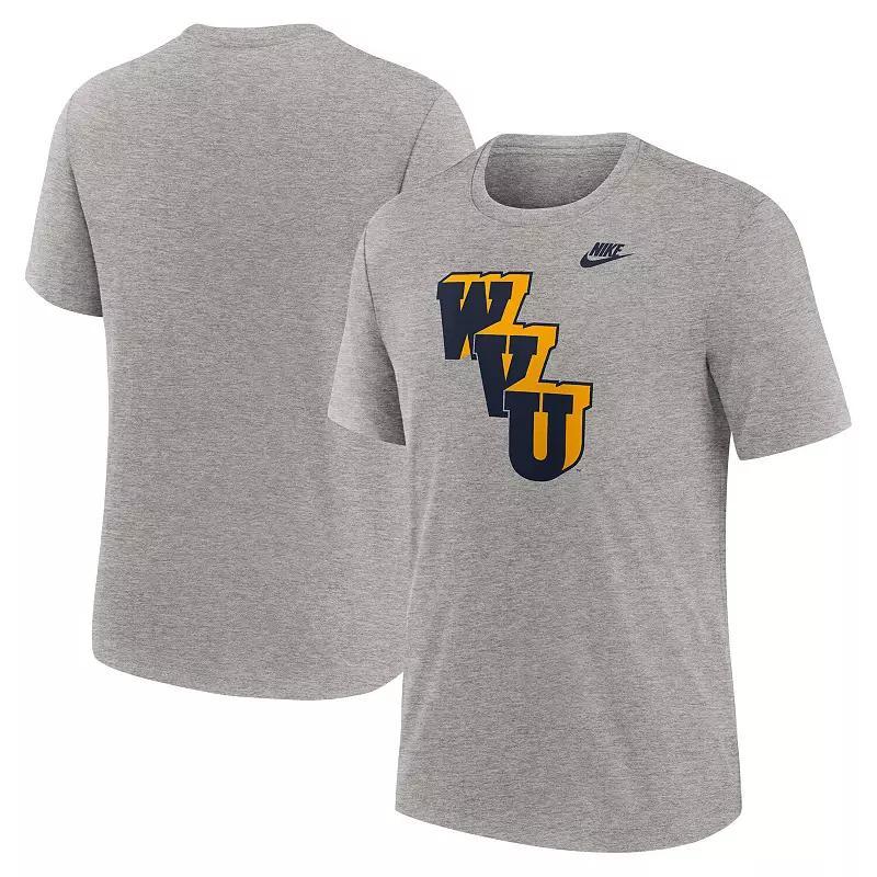 Mens Nike Heather Gray West Virginia Mountaineers Blitz Evergreen Legacy Primary Tri-Blend T-Shirt Product Image