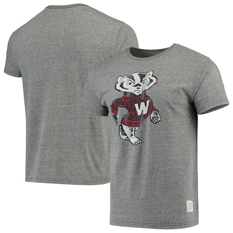 Mens Original Retro Brand Heathered Gray Wisconsin Badgers Vintage Logo Tri-Blend T-Shirt Product Image