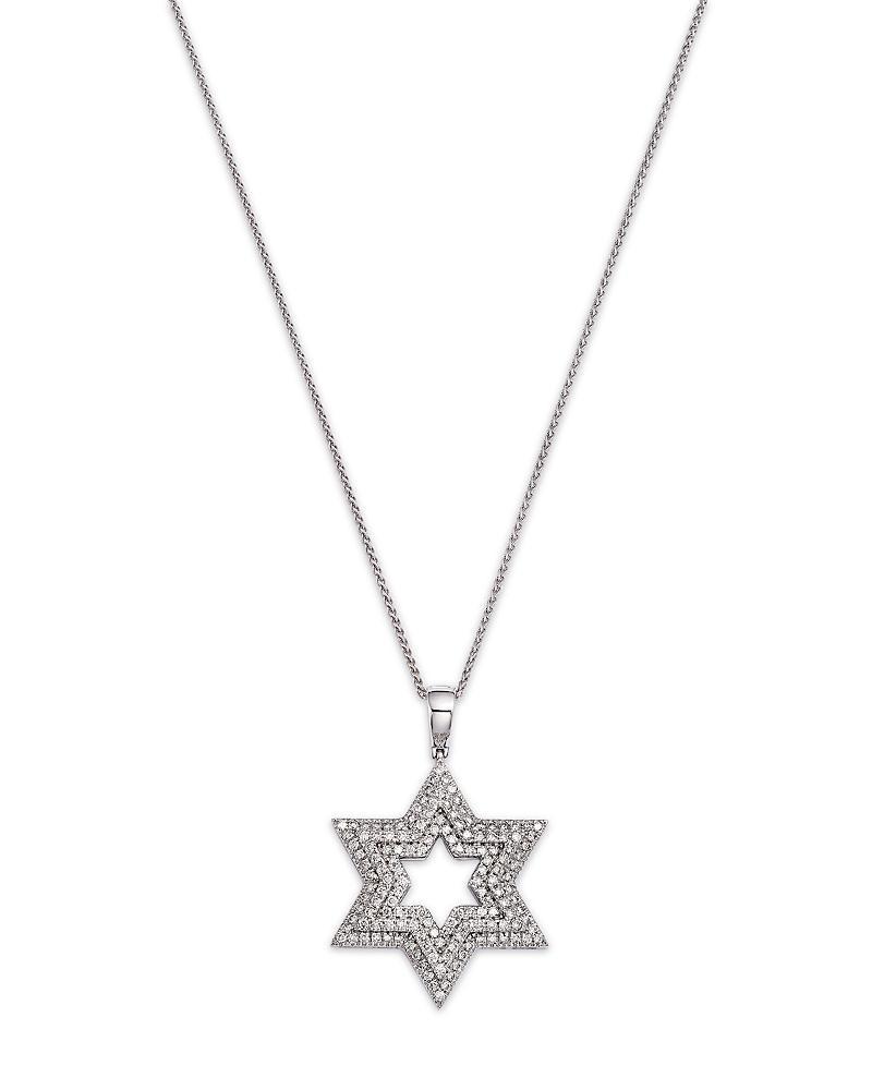 Bloomingdales Fine Collection Mens Diamond Star of David Pendant Necklace in 14K White Gold, 1.50 ct. t. w. Product Image