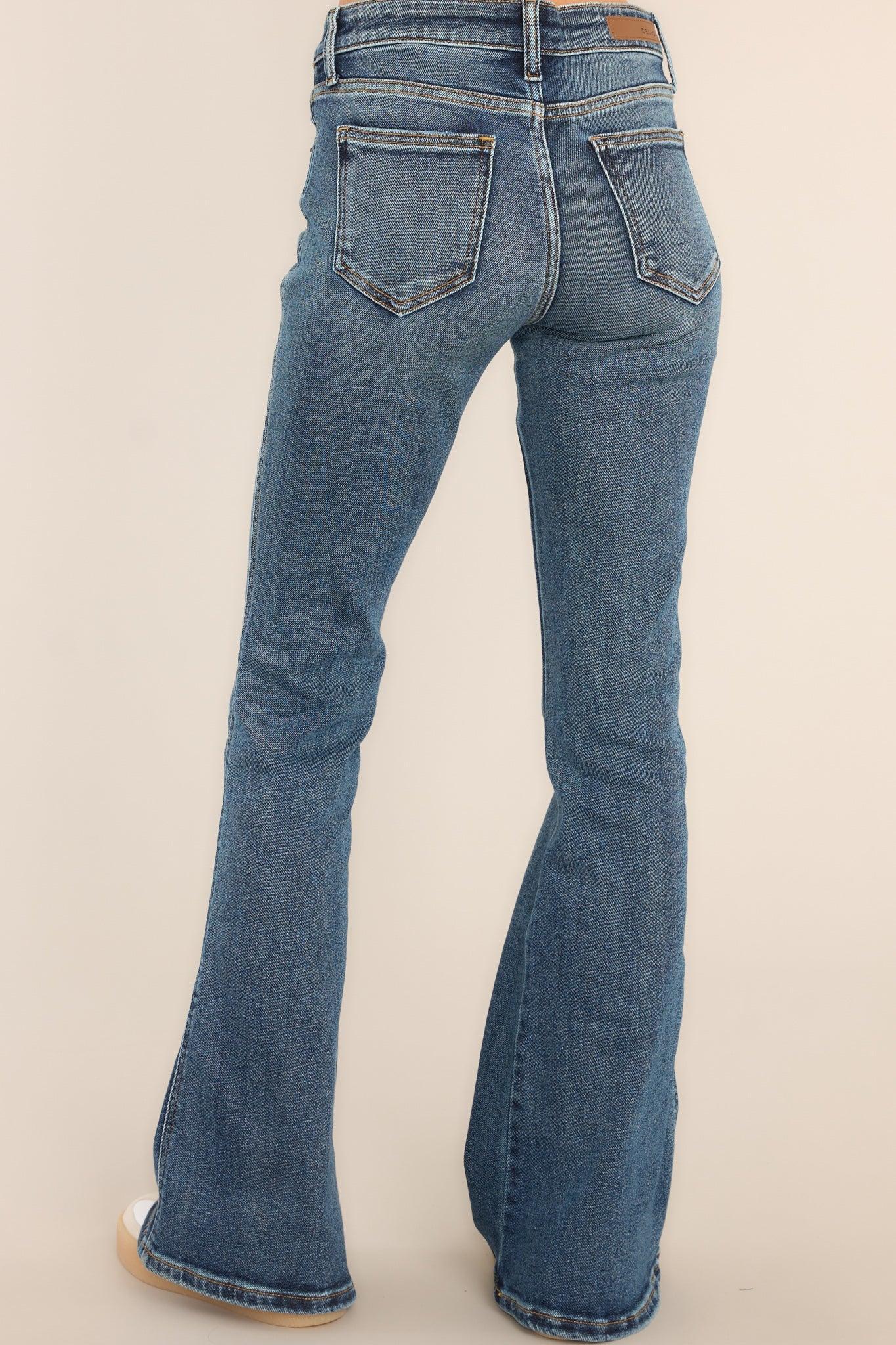 Next Flight Dark Wash Stretch Flare Jeans Blue Product Image