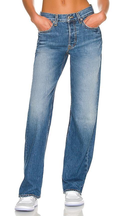 GRLFRND Bella Low Rise Boyfriend in Gramercy Park - Blue. Size 30 (also in 24, 25, 26, 27, 28, 29, 31, 32). Product Image