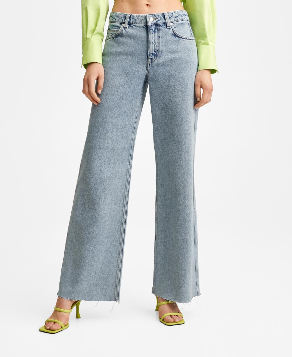 Mango Womens Mid-Rise Wide Leg Jeans product image