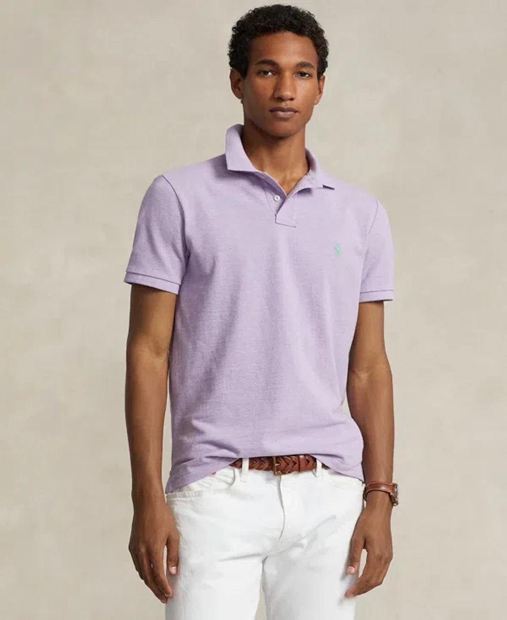 Cotton Mesh Classic Fit Polo Shirt In Pastel Purple Heather Product Image