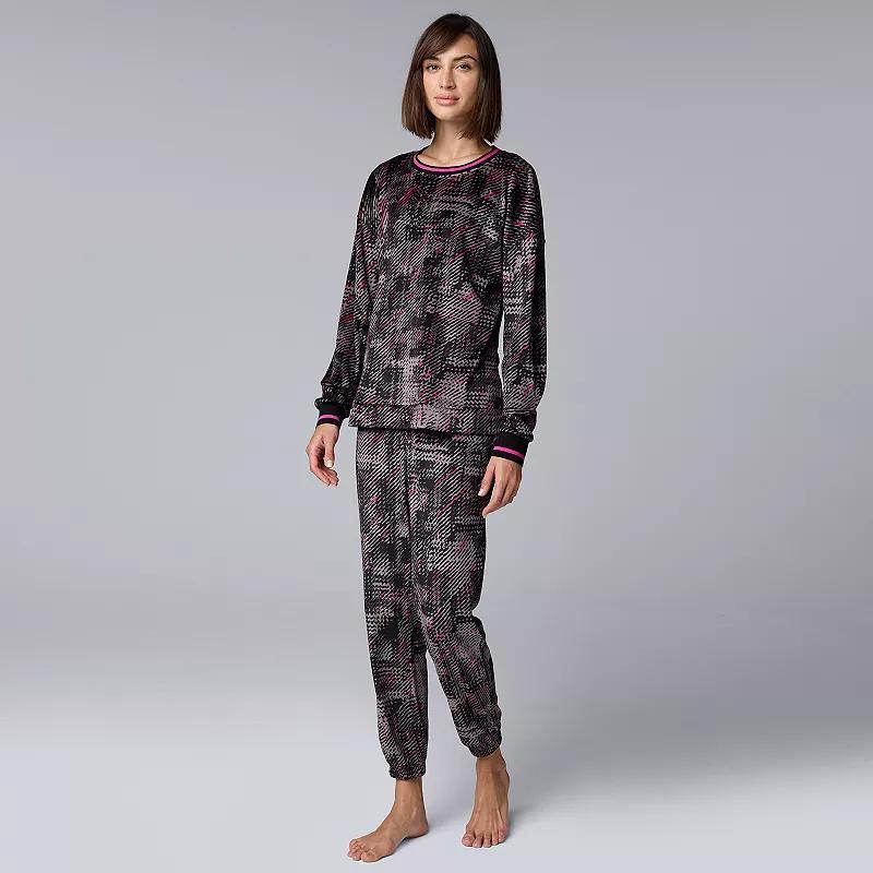 Womens Simply Vera Vera Wang Long Sleeve Pajama Top & Pajama Bottoms Set Product Image