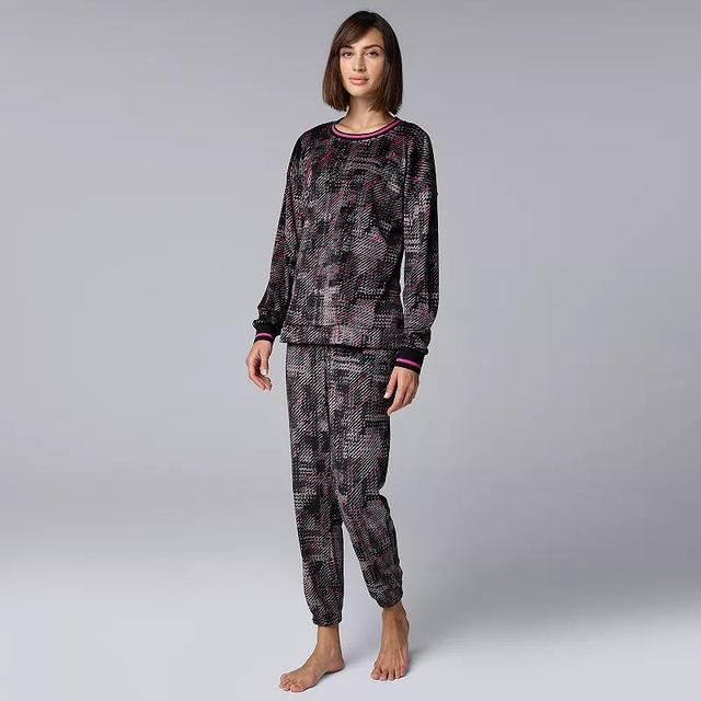 Petite Simply Vera Vera Wang Hooded Long Sleeve Pajama Top & Pajama Jogger Set, Womens Product Image