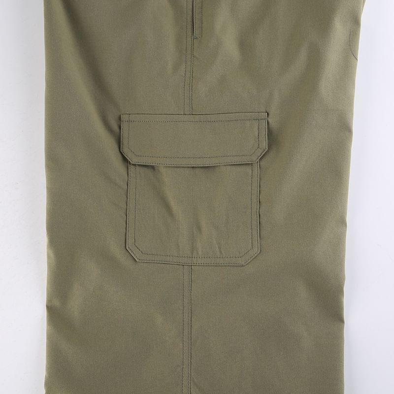 Low Rise Plain Flared Cargo Pants Product Image