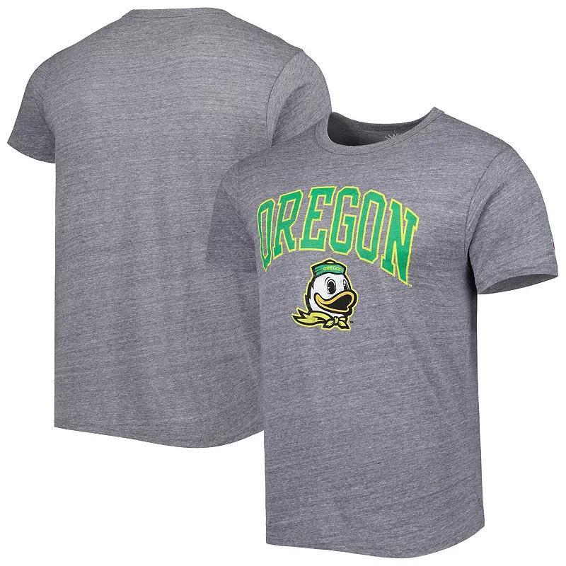 Mens League Collegiate Wear Heather Gray Oregon Ducks 1965 Arch Victory Falls Tri-Blend T-Shirt Product Image