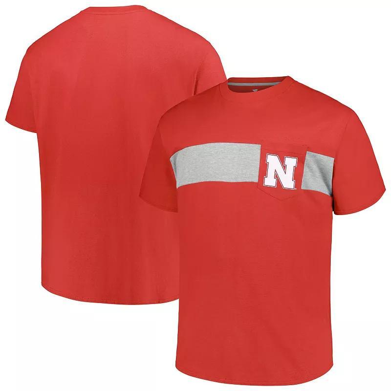 Mens Profile Scarlet Nebraska Huskers Big & Tall Color Stripe T-Shirt Product Image