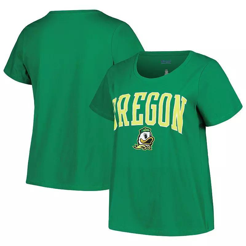 Womens Profile Oregon Ducks Plus Size Arch Over Logo Scoop Neck T-Shirt Product Image