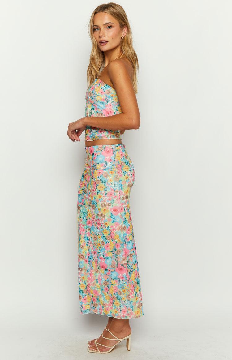 When in Rome Multi Floral Maxi Skirt Product Image