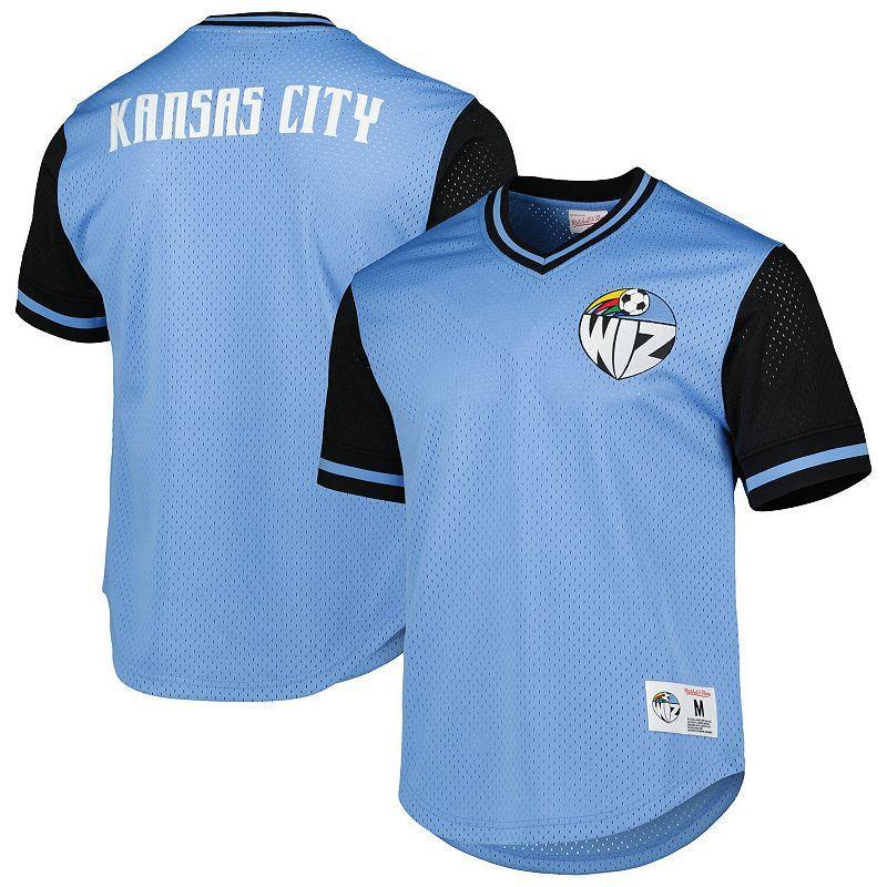 Mens Mitchell & Ness Sky Sporting Kansas City Mesh V-Neck T-Shirt Product Image