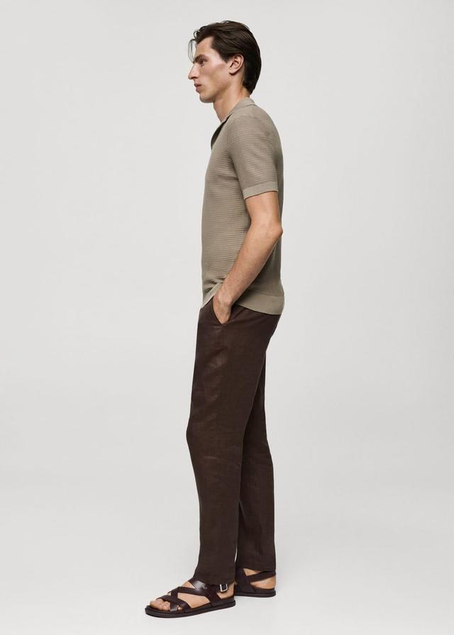 Tencel™ cotton polo shirt with braided knit - Men | MANGO USA Product Image