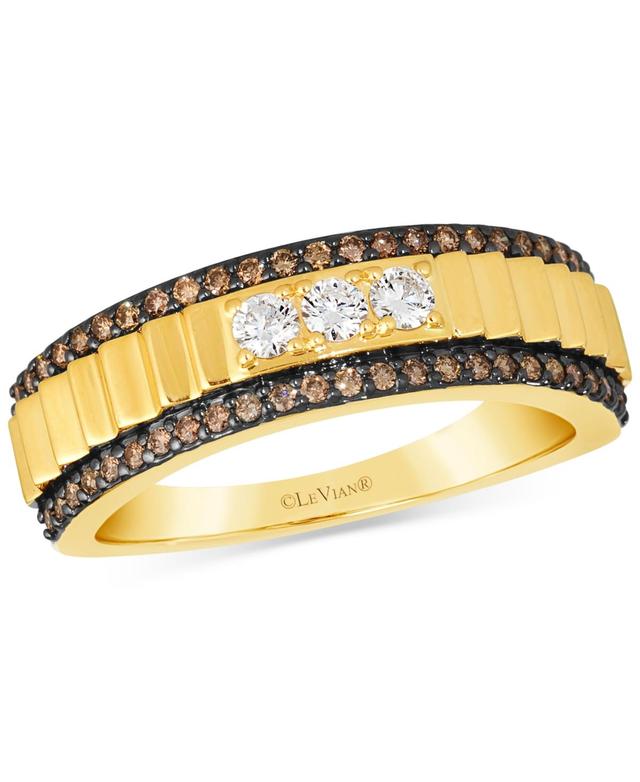 Le Vian Chocolatier Mens Chocolate Diamond & Vanilla Diamond Ridge Texture Ring (1/2 ct. t.w.) in 14k Gold Product Image