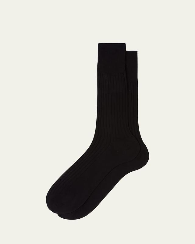 Mens Rib-Knit Cotton Crew Socks Product Image