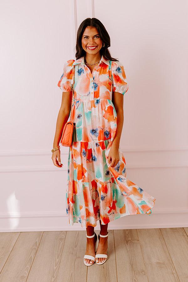 Graceful Moment Floral Midi in Coral Product Image