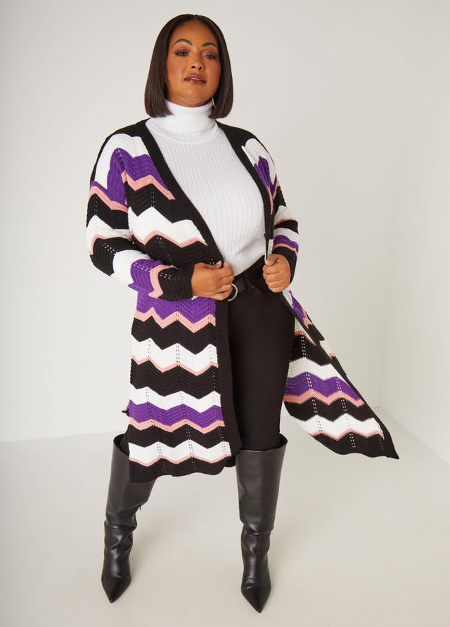 Plus Size Zig Zag Intarsia Cardigan Ashley Stewart Product Image