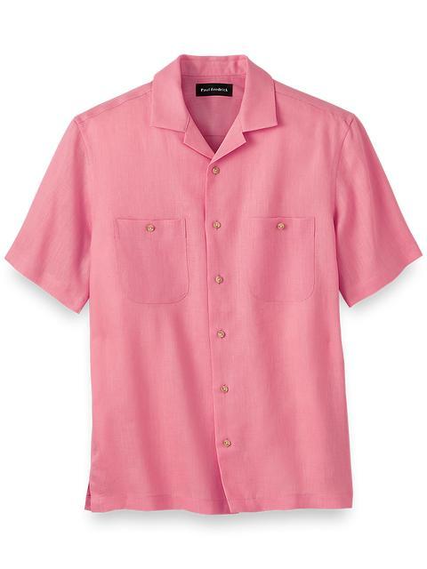 Linen Solid Casual Shirt - Pink Product Image