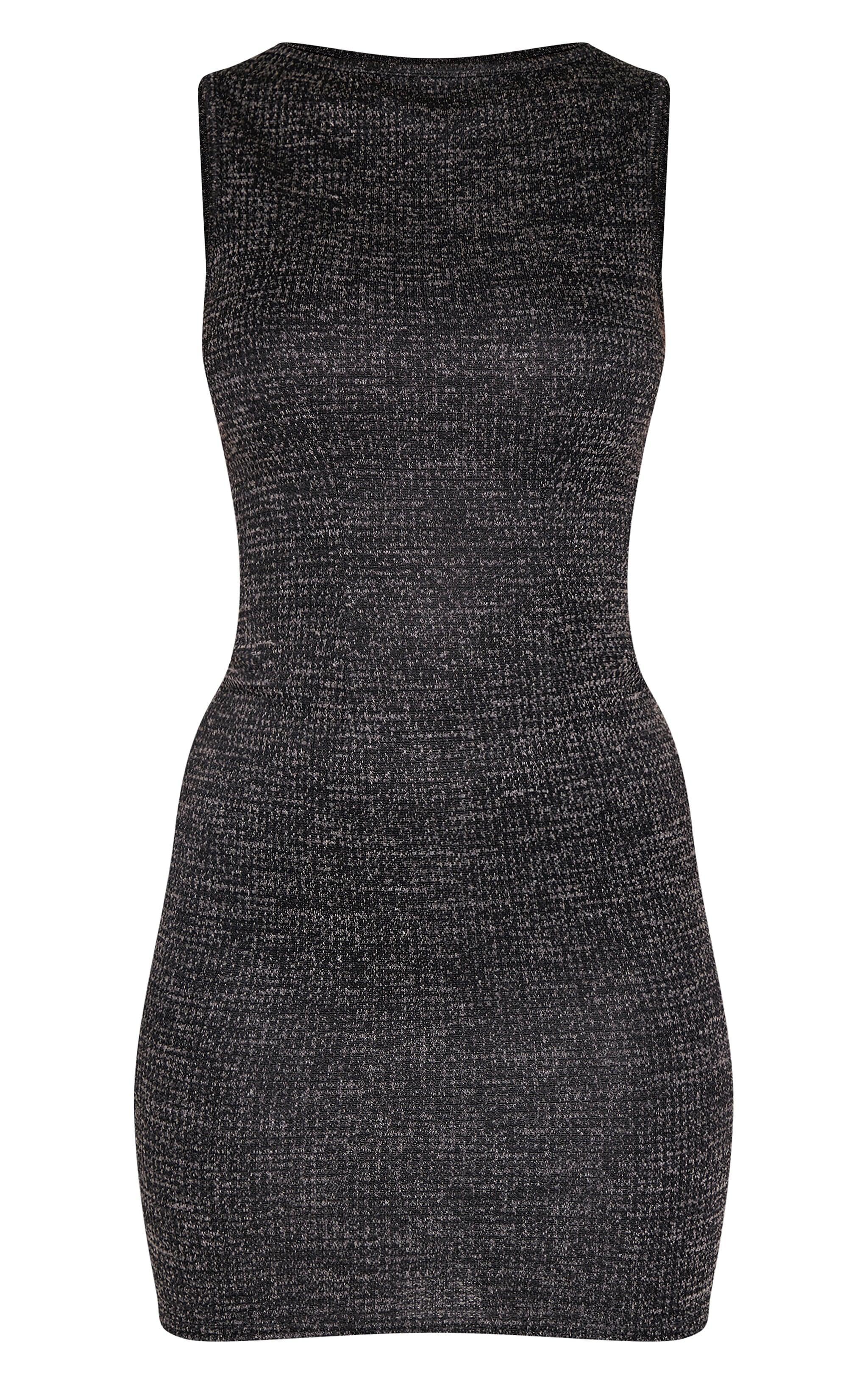 Black Textured Sleeveless Bodycon Dress Product Image