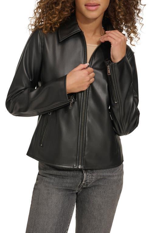 Womens Levis Faux-Leather Jacket with Laydown Collar Dark Green Product Image