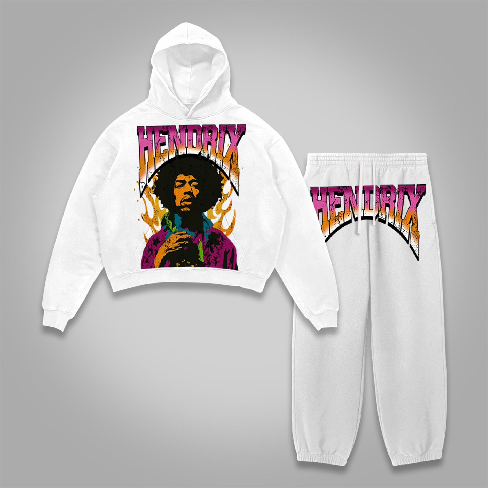 Sopula Vintage Jimi Hendrix Graphic Print Tracksuit Two Piece Set Product Image